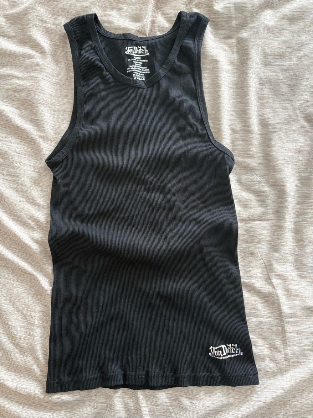Von Dutch Black Ribbed Men's Tank Top